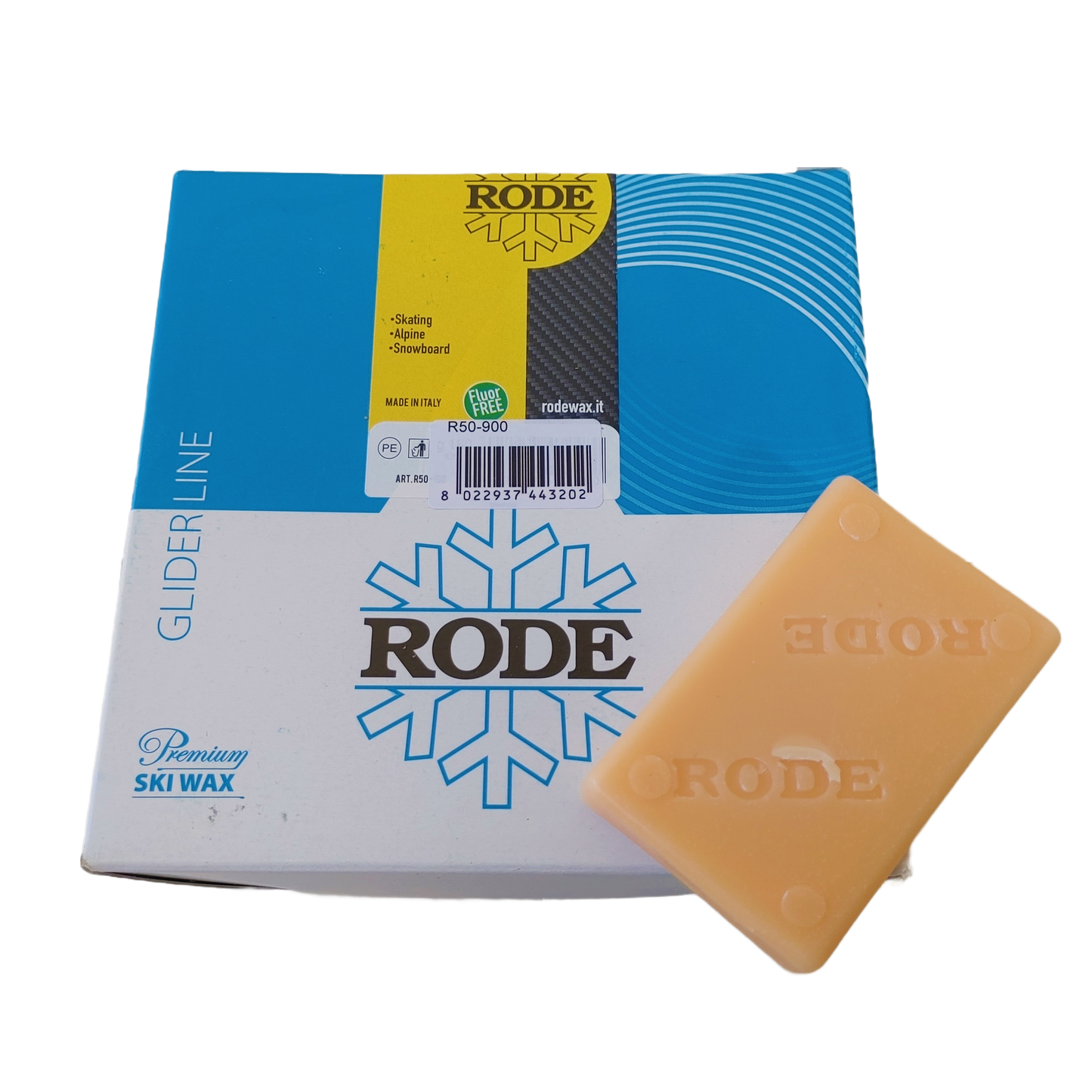 A product picture of the Rode R50 Racing Glider Yellow Melt Wax