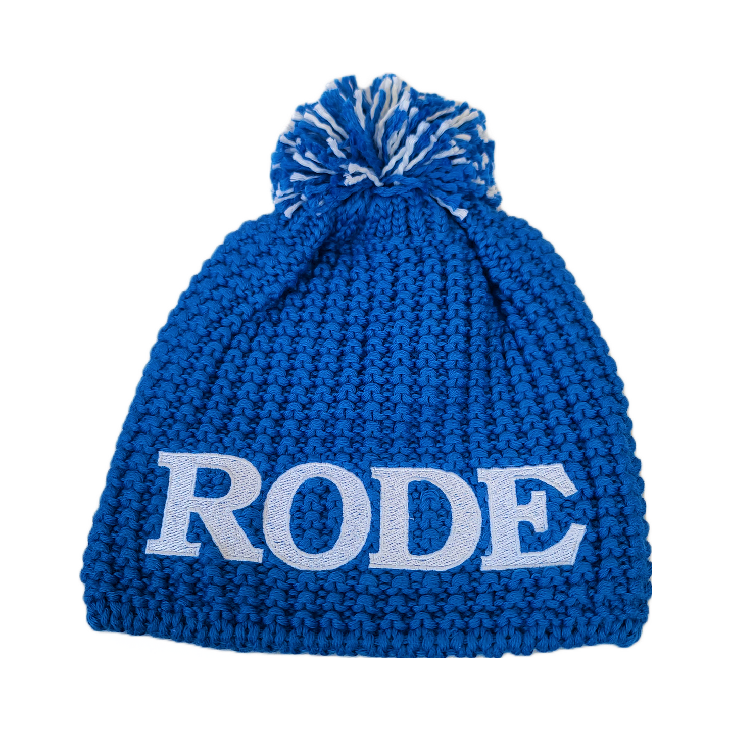 A product picture of the Rode Blue Wool Toque Pompom