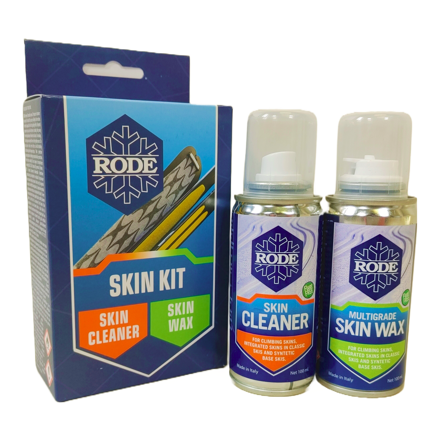A product picture of the Skin Ski Maintenance Kit – Anti-Ice Skin Wax & Skin Cleaner for Nordic Skin Skis and BC Climbing Skins
