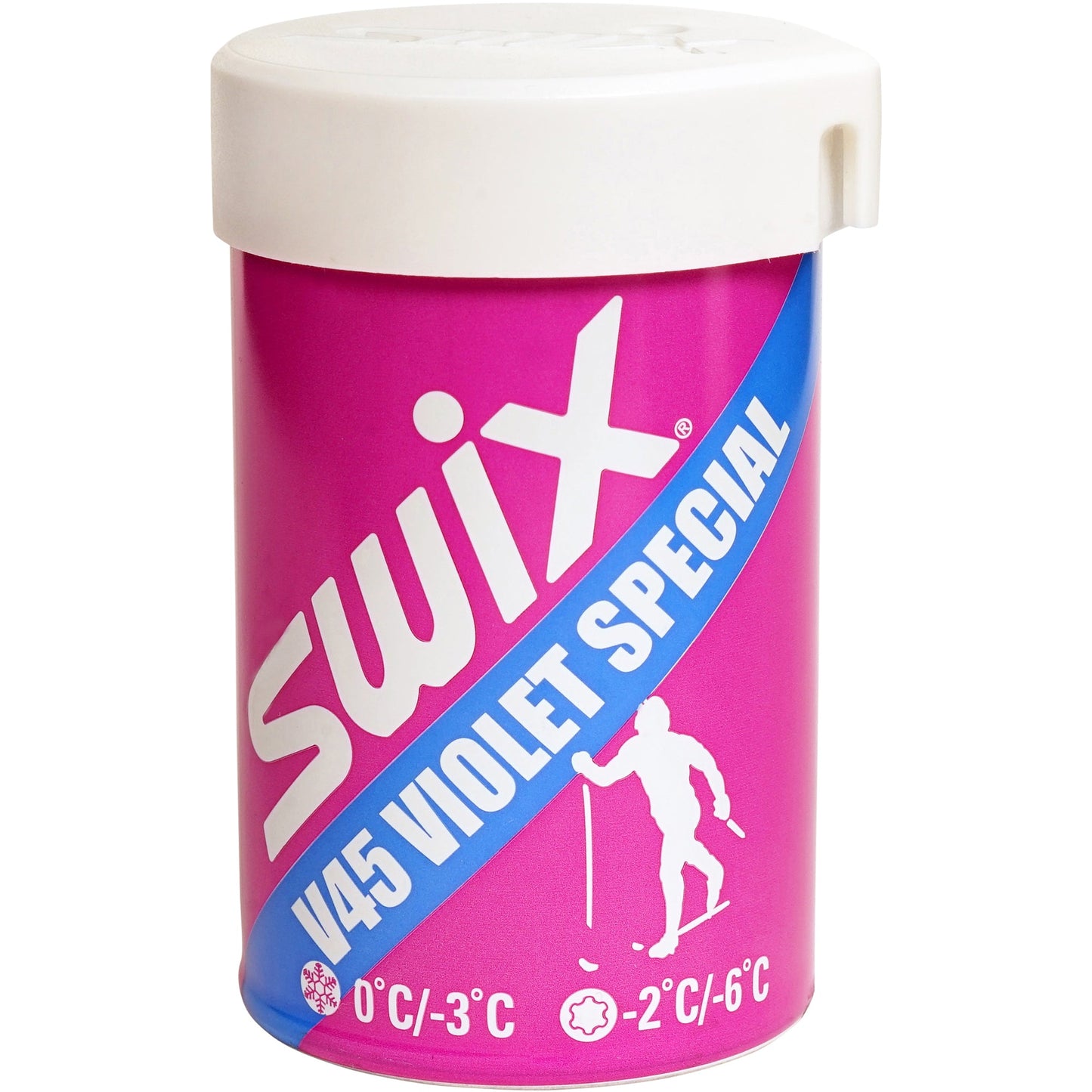 A product picture of the Swix V45 Violet Special Kick Wax -2°C/-6°C