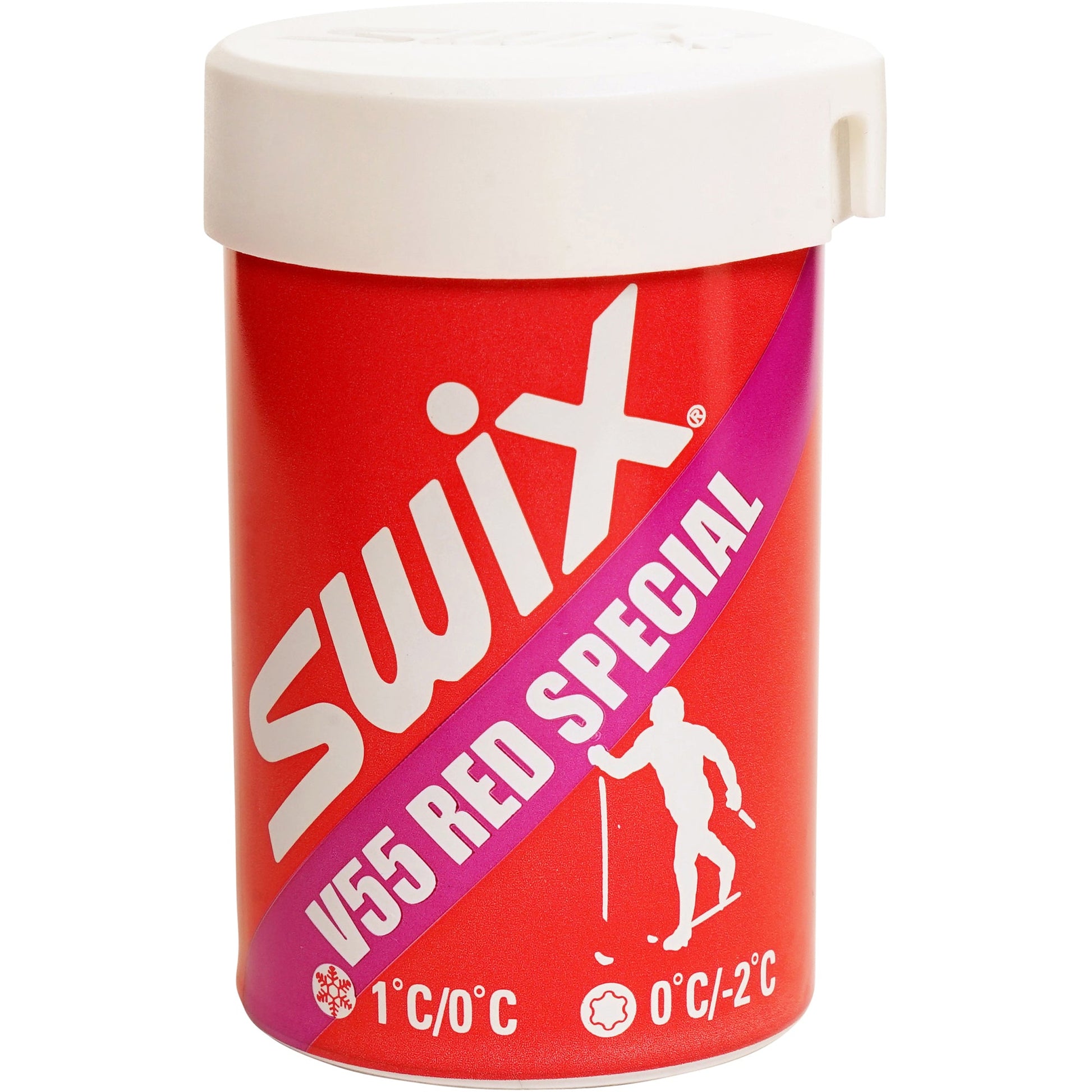 A product picture of the Swix V55 Red Special Kick Wax 0°C/-2°C