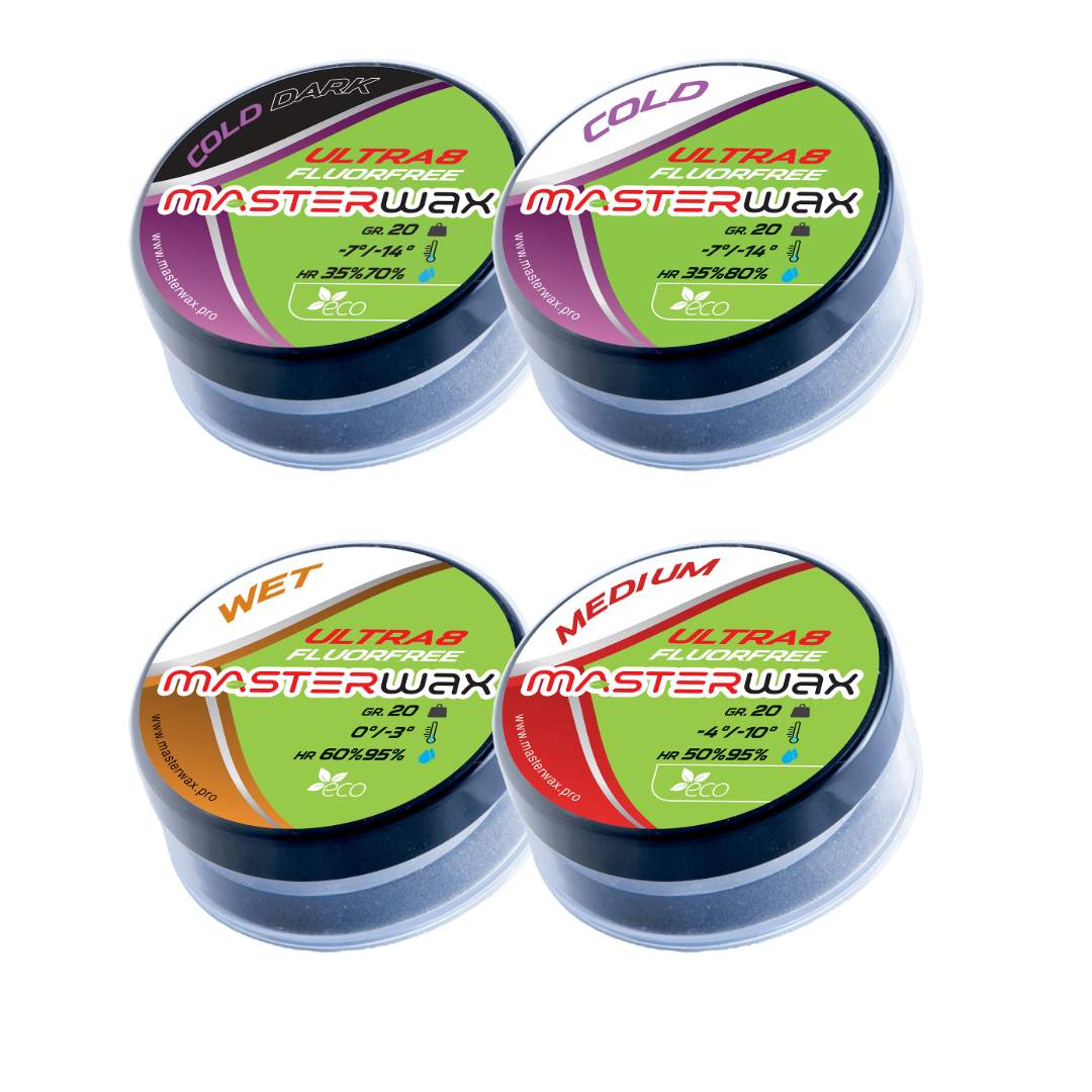 An image representing the MasterWax Ultra8 Fluorfree Cold Apply Wax Line product collection on Skiwax.ca