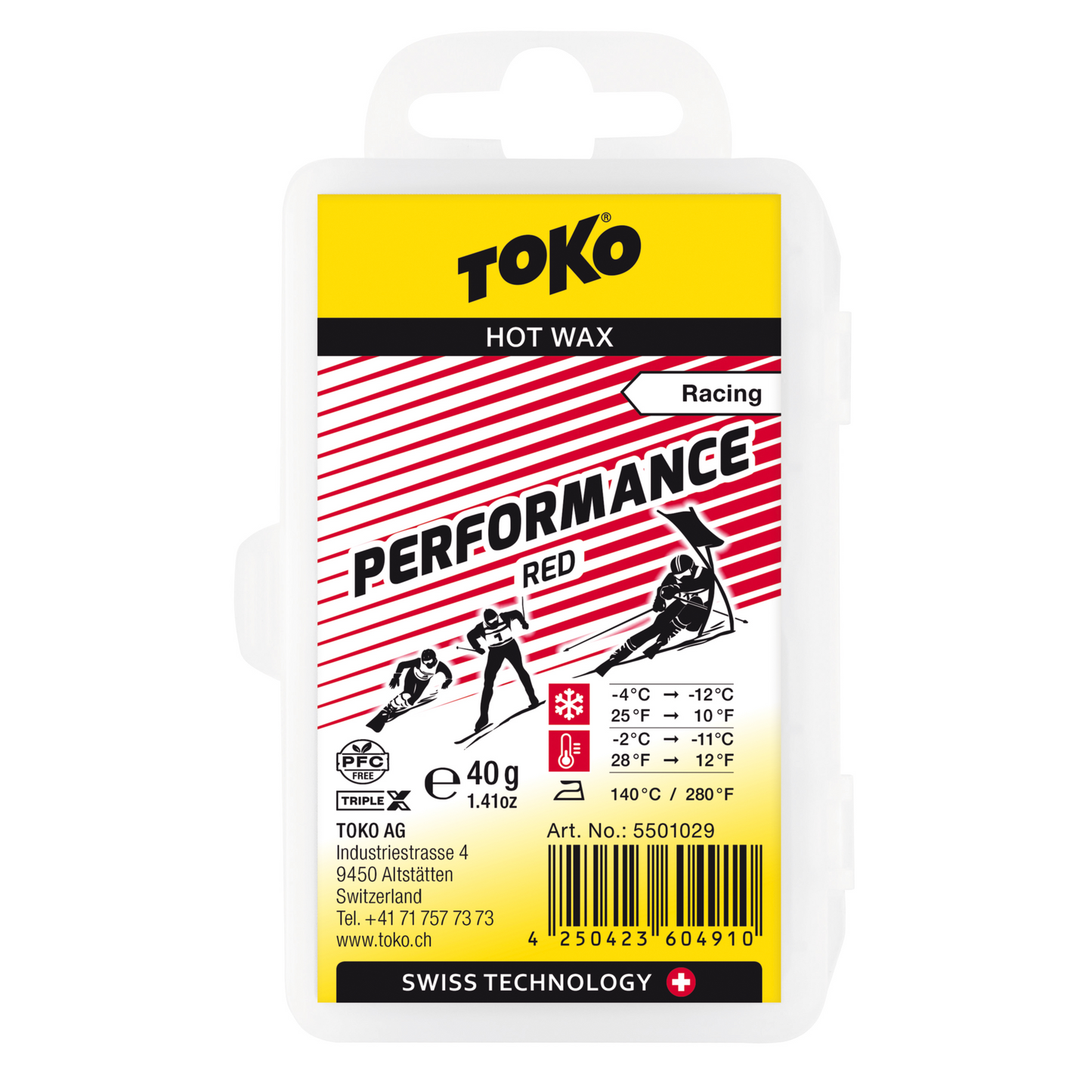 A product picture of the Toko Performance Red Paraffin Melt Wax