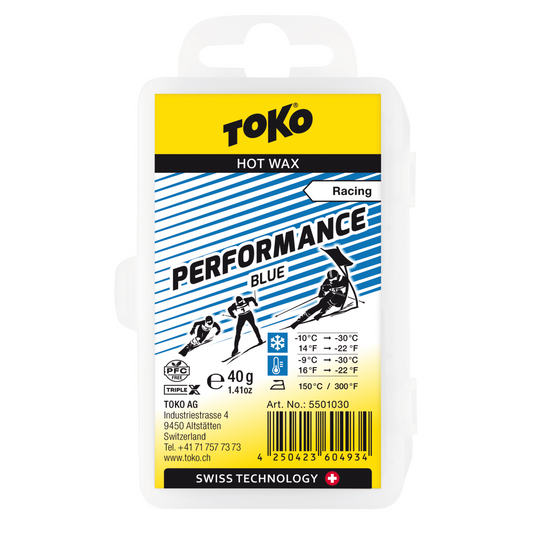 A product picture of the Toko Performance Blue Paraffin Melt Wax