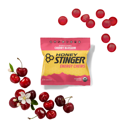 A product picture of the Honey Stinger Cherry Blossom Chews