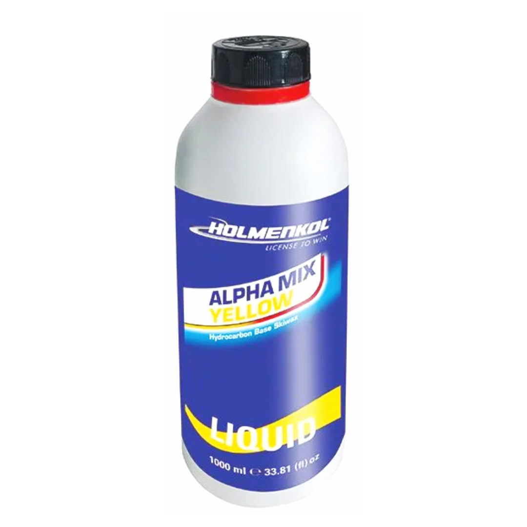 A product picture of the Holmenkol Alphamix YELLOW Basewax Liquid (0C/-4C)