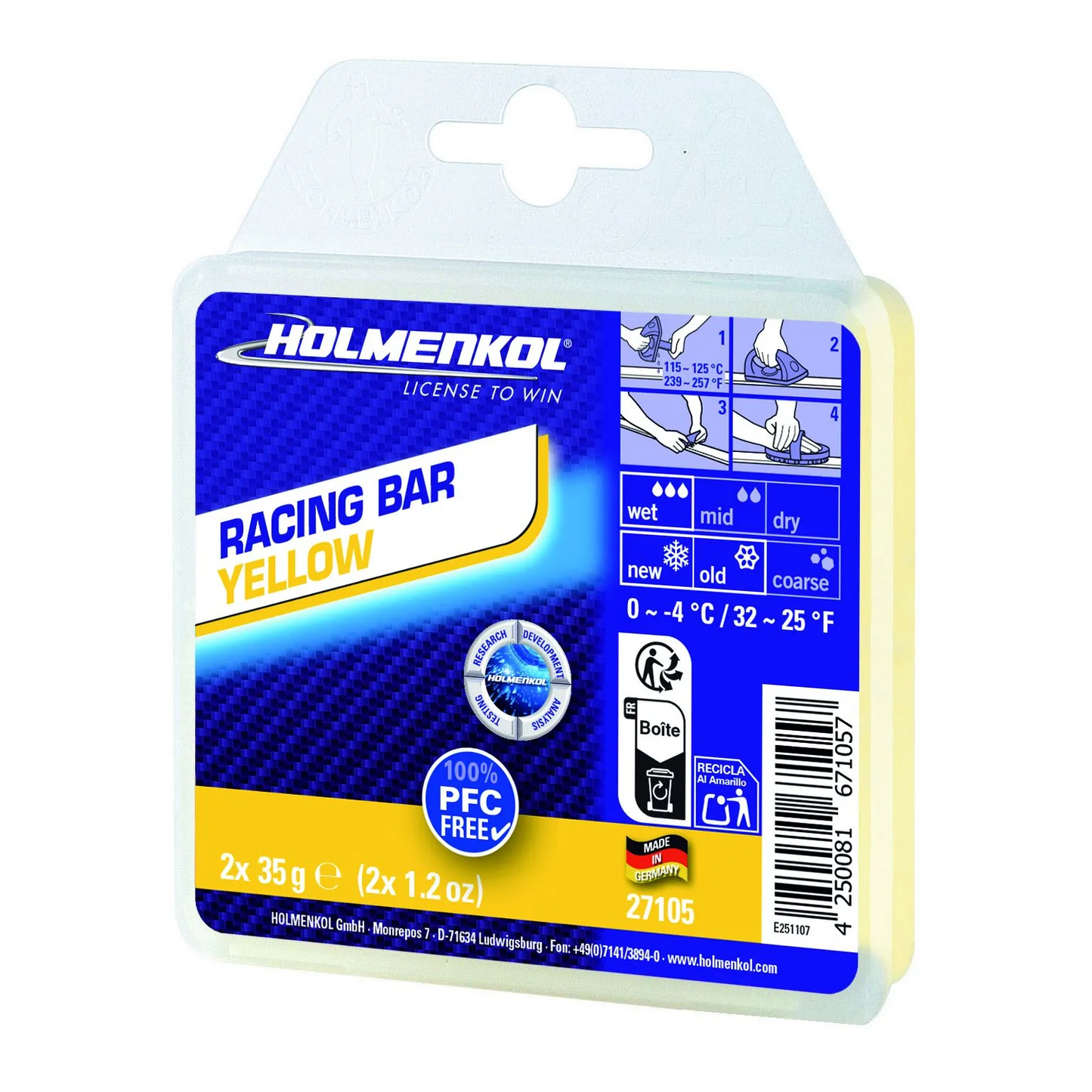 A product picture of the Holmenkol Syntec FF Bar YLW (0C/-4C)
