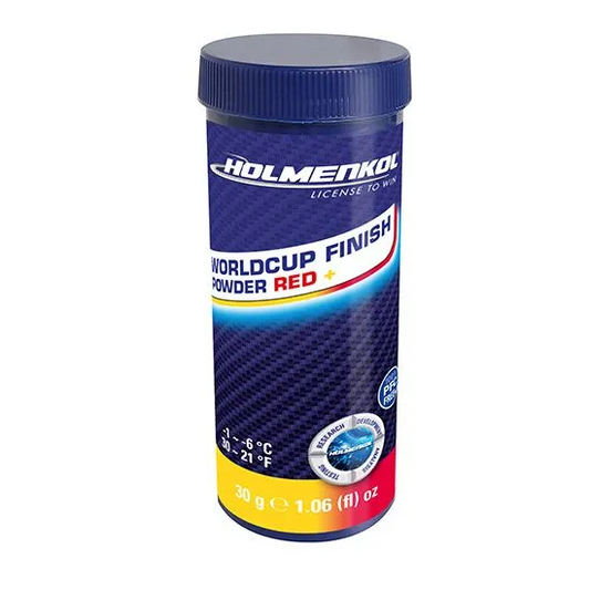A product picture of the Holmenkol WC Finish Powder Red+ (-1C/-6C) | 30g
