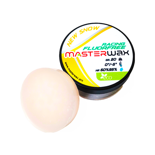 A product picture of the MasterWax RACING FLUORFREE New Snow