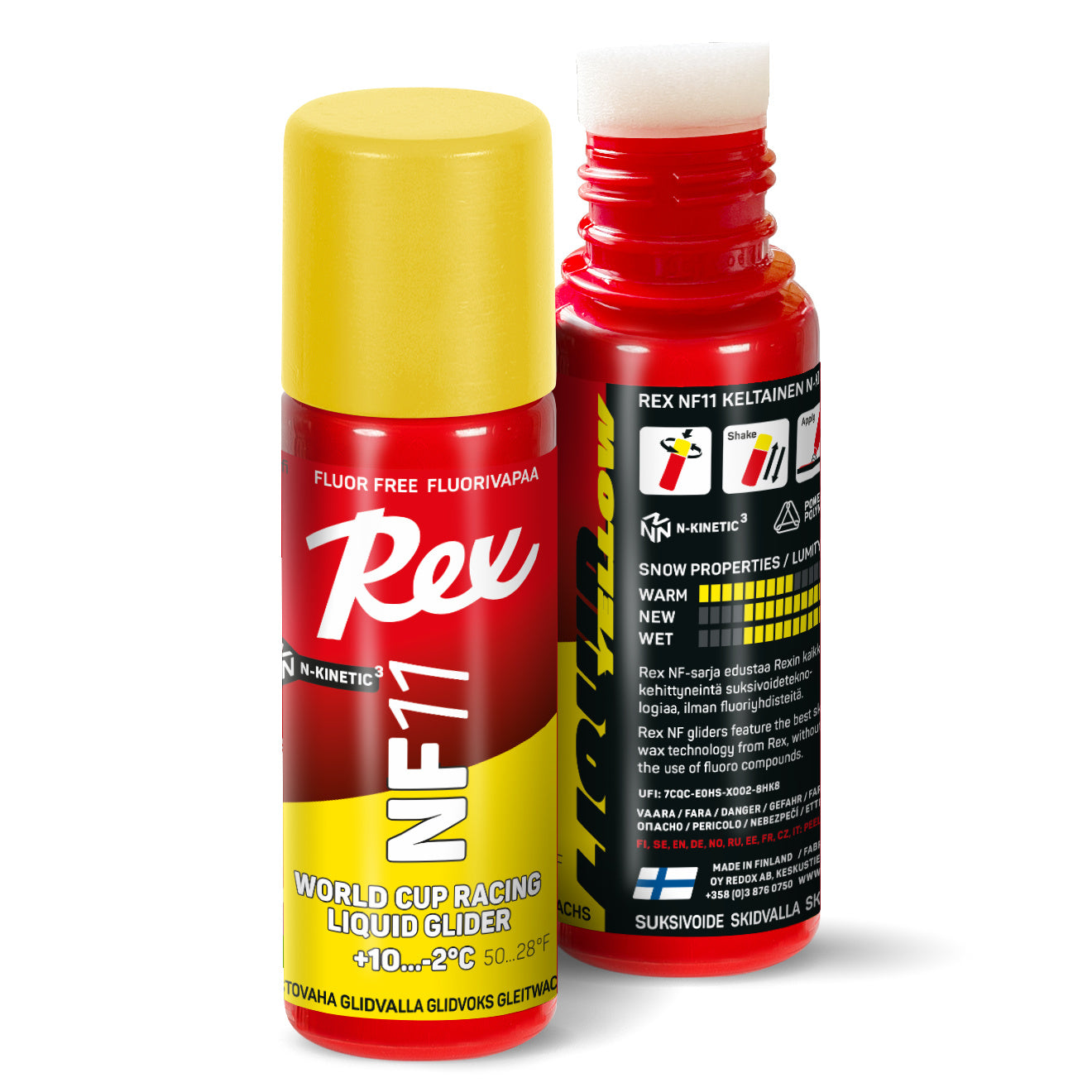 A product picture of the Rex Wax NF11 Yellow Liquid Glider (Sponge Applicator)