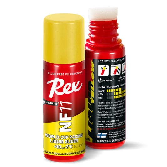A product picture of the Rex Wax NF11 Yellow Liquid Glider (Sponge Applicator)