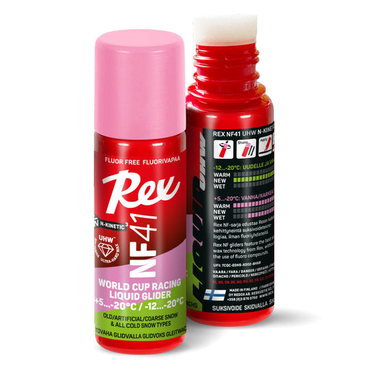 A product picture of the Rex Wax NF41 Pink/Green UHW Liquid Glider (Sponge Applicator)