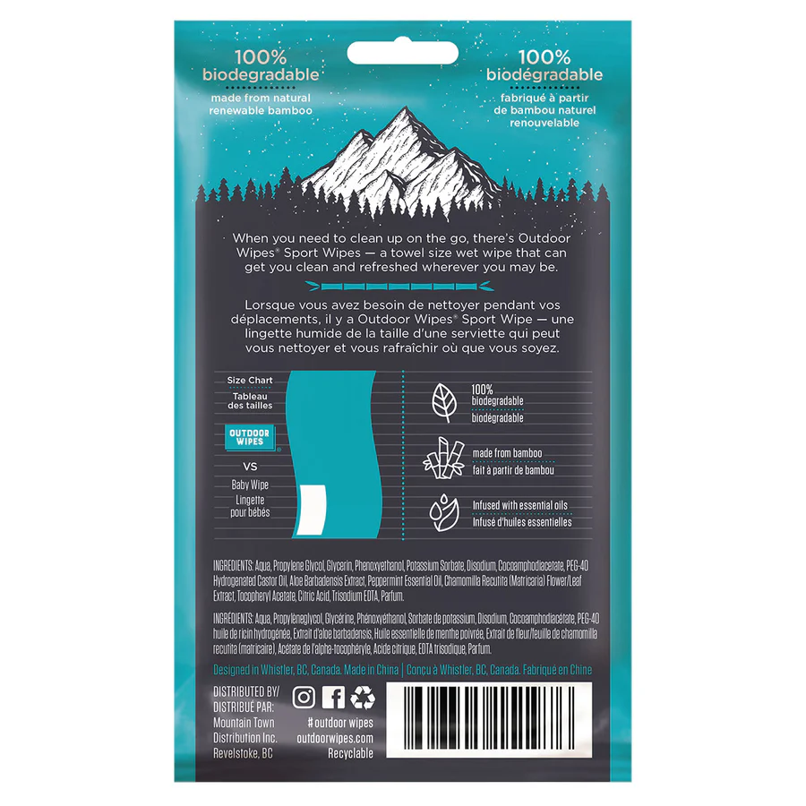A product picture of the Outdoor Wipes Towel Size Sport Wipes XL