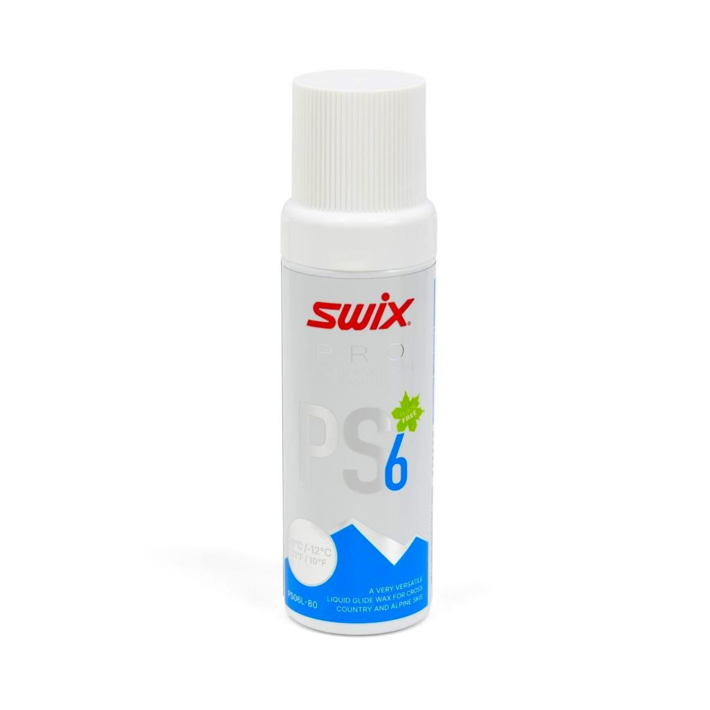 A product picture of the Swix PS6 Blue Liquid Glide Wax