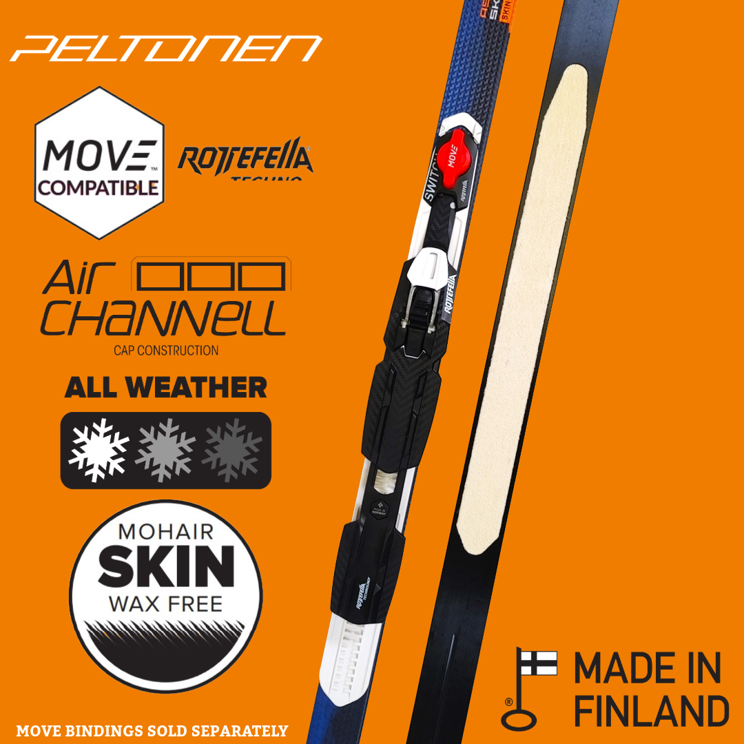 A product picture of the Peltonen ASTRA SKIN JR Skis + Basic NNN Bindings