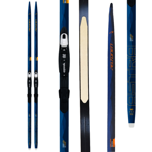 A product picture of the Peltonen ASTRA SKIN JR Skis + Basic NNN Bindings