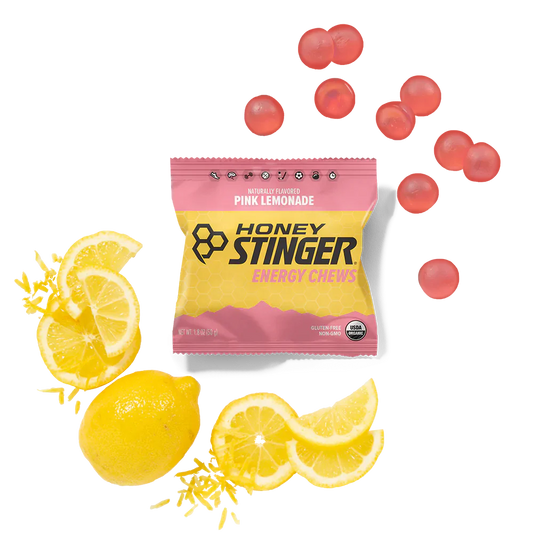 A product picture of the Honey Stinger Pink Lemonade Chews