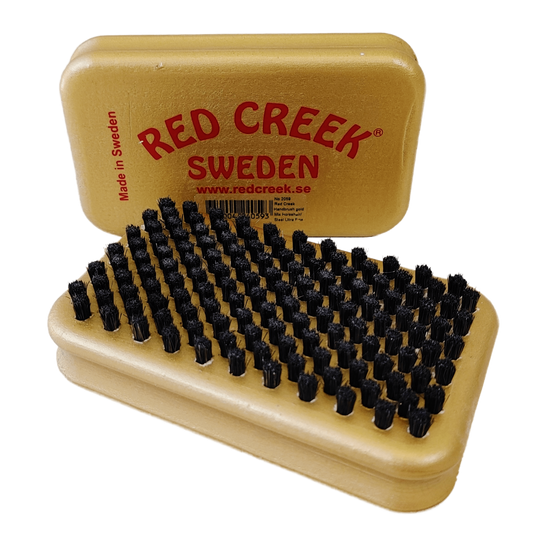 A product picture of the Red Creek Ultrafine Steel/Horsehair 6mm Mix Gold Hand Brush