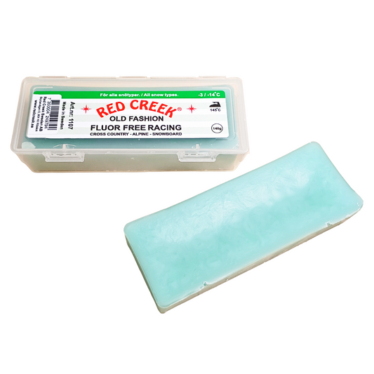 A product picture of the Red Creek Fluor-Free Green 'Old Fashion' All Snow Types Melt Glide Wax (-3C/-14C) | 140g