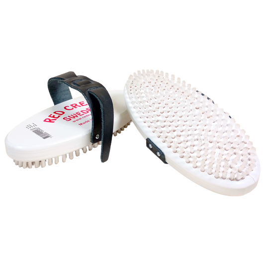A product picture of the Red Creek Hard White 6mm Nylon Oval Hand Brush