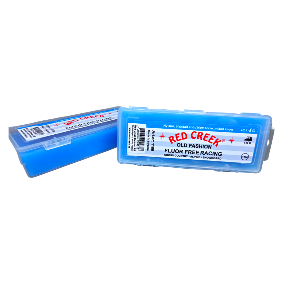 A product picture of the Red Creek Fluor-Free Blue `Old Fashion` New Snow Melt Glide Wax