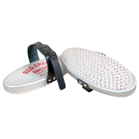 A product picture of the Red Creek Fine White 4mm Nylon Racing Silver Oval Hand Brush