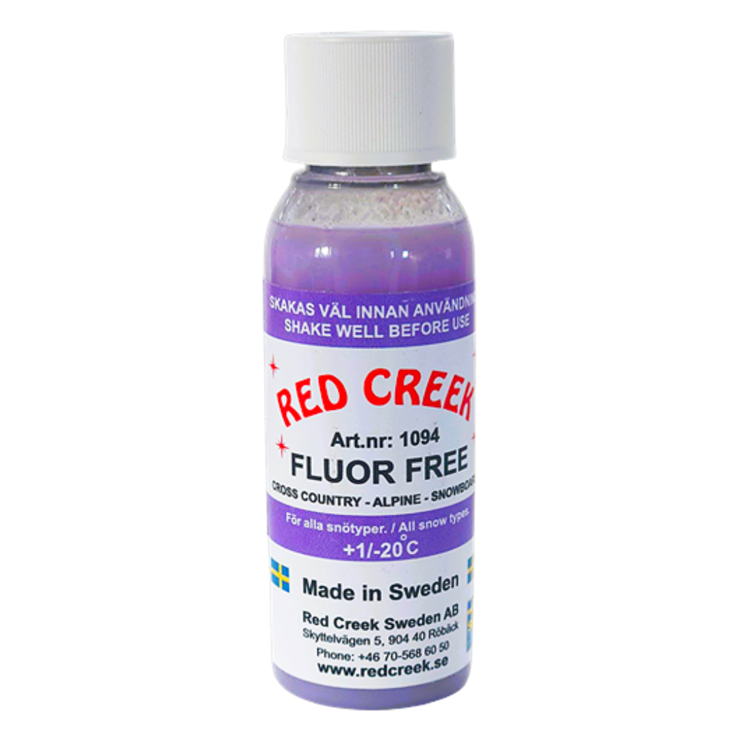 A product picture of the Red Creek Fluoro-Free Violet All Snow Types Liquid Glide Wax