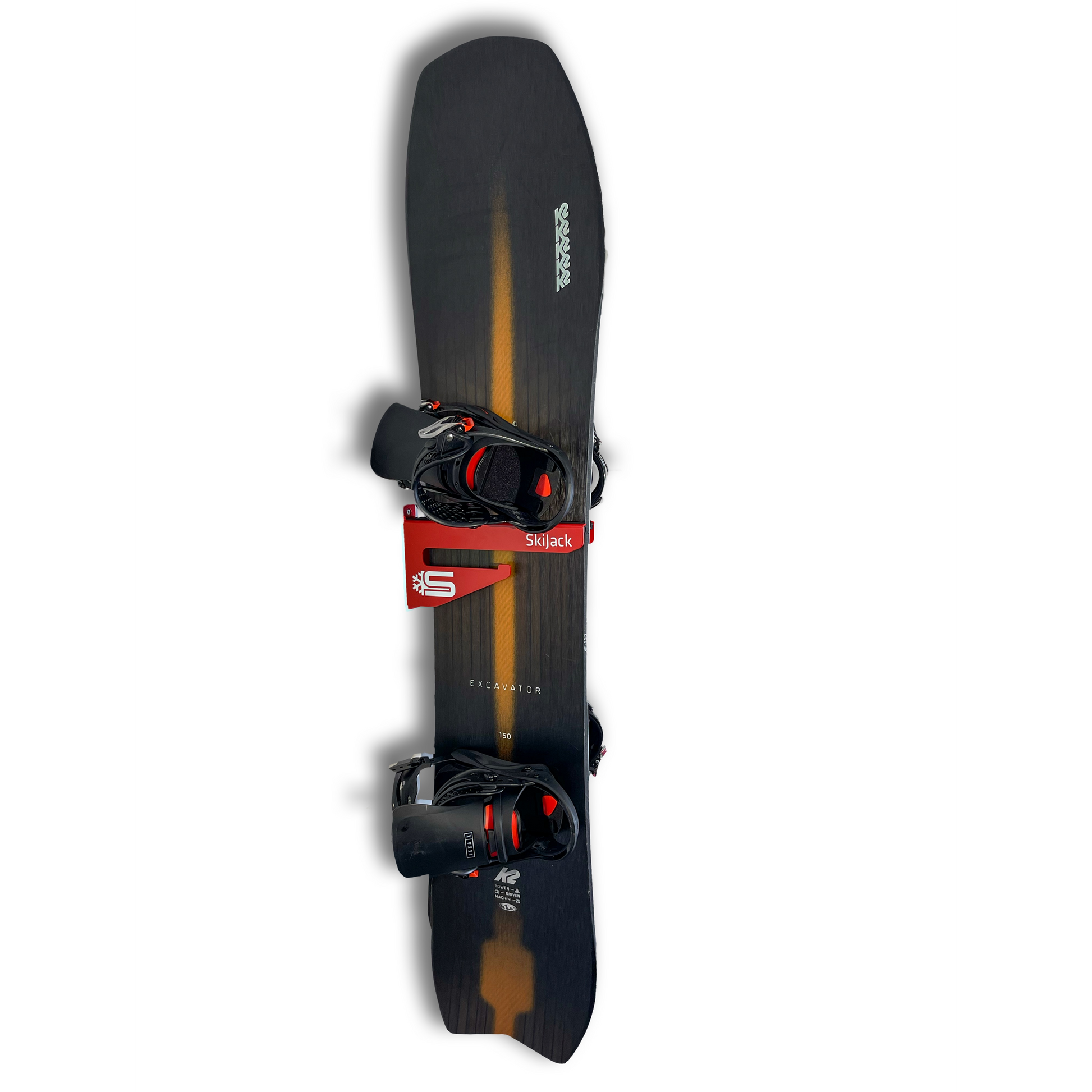 A product picture of the Skijack Wall-Mounted Ski and Snowboard Storage Hanger