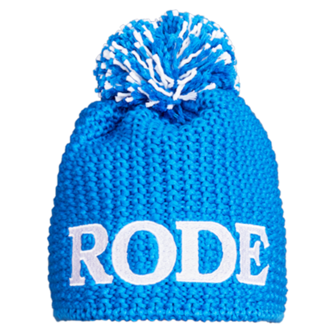 A product picture of the Rode Blue Wool Toque Pompom