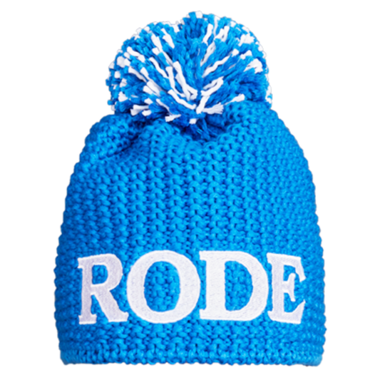 A product picture of the Rode Blue Wool Toque Pompom