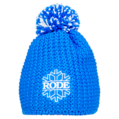 A product picture of the Rode Blue Wool Toque Pompom