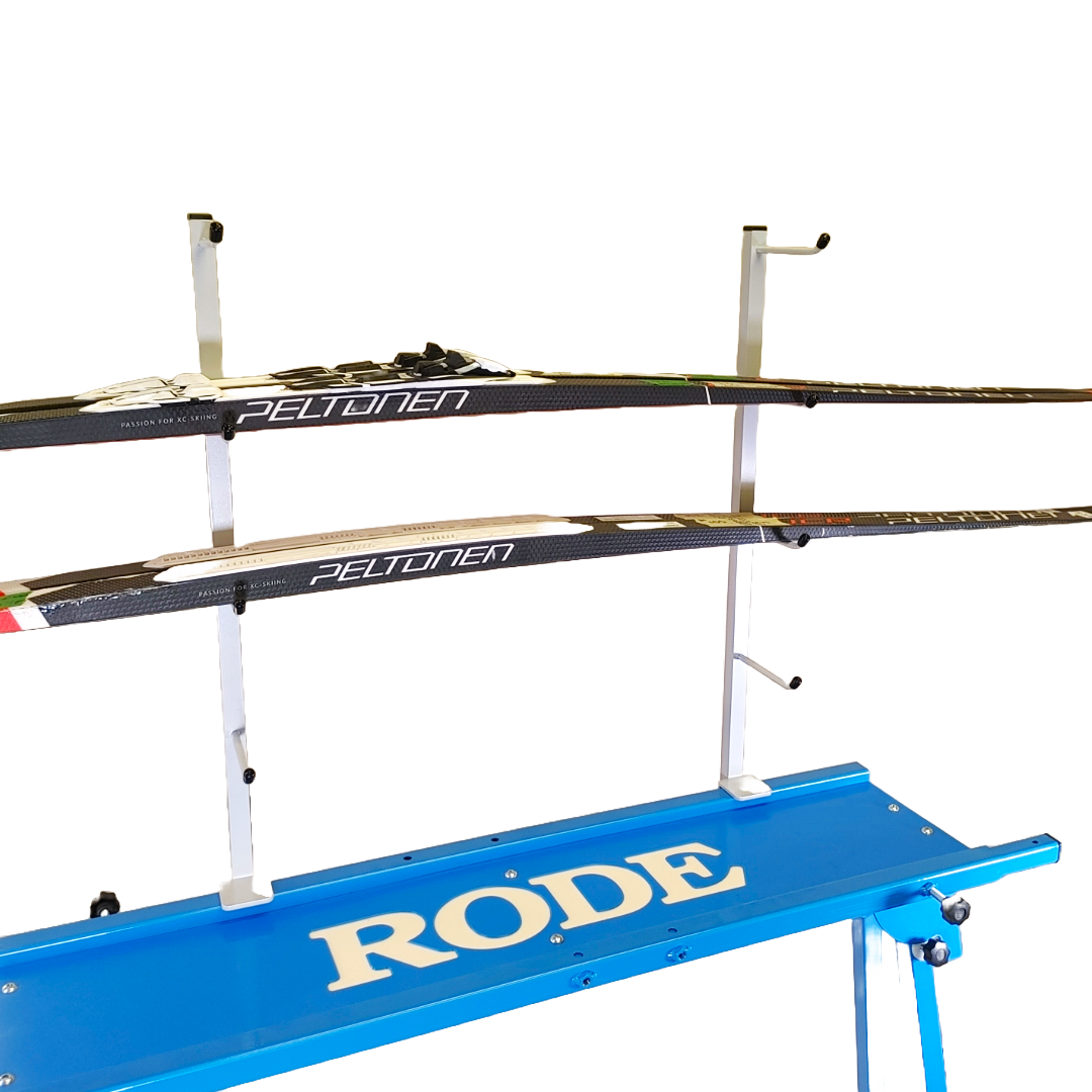 A product picture of the Rode Ski Rack for Waxing Table