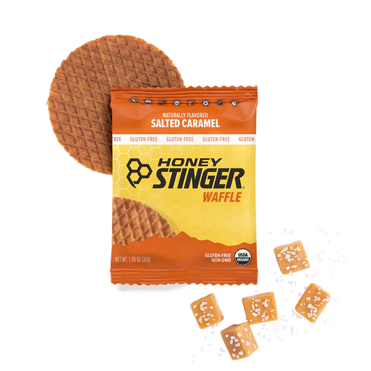 A product picture of the Honey Stinger Salted Caramel Waffles (Gluten Free)
