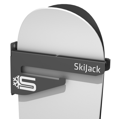 A product picture of the Skijack Wall-Mounted Ski and Snowboard Storage Hanger