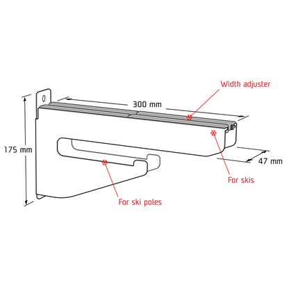 A product picture of the Skijack Wall-Mounted Ski and Snowboard Storage Hanger