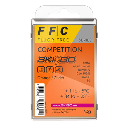 A product picture of the Ski*Go FFC Orange Melt Wax (1C/-5C)