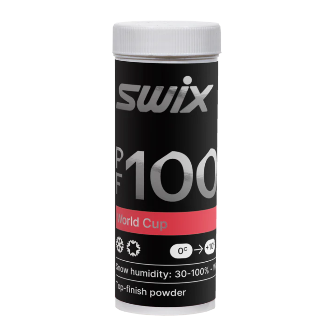 A product picture of the Swix PC100 WC Coarse Wet Powder Glide Wax  | 25g