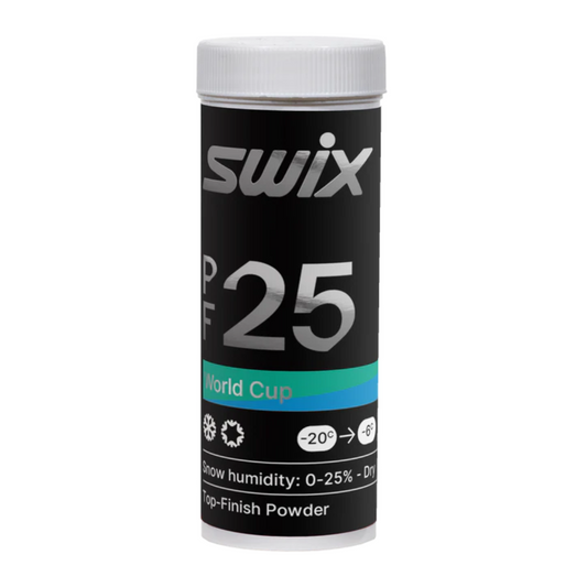 A product picture of the Swix PC25 WC Coarse Dry Powder Glide Wax  | 25g