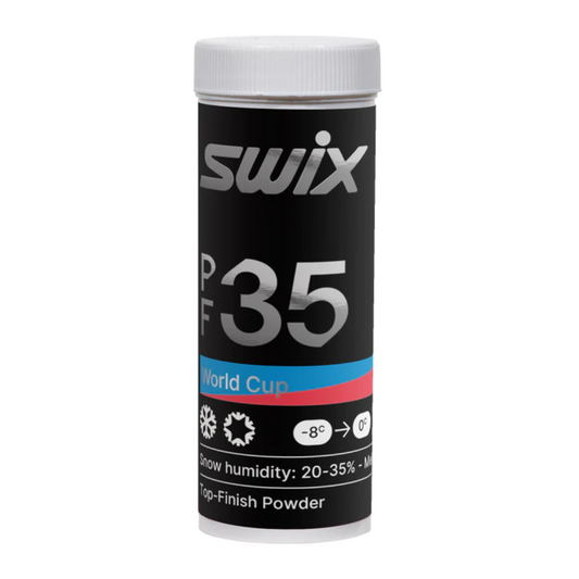 A product picture of the Swix PC35 WC Coarse Mid Powder Glide Wax  | 25g