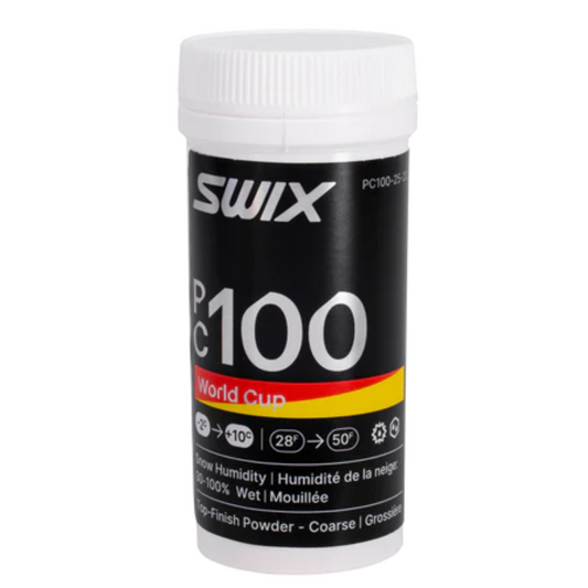 A product picture of the Swix PF100 WC Fine Wet Powder Glide Wax  | 25g