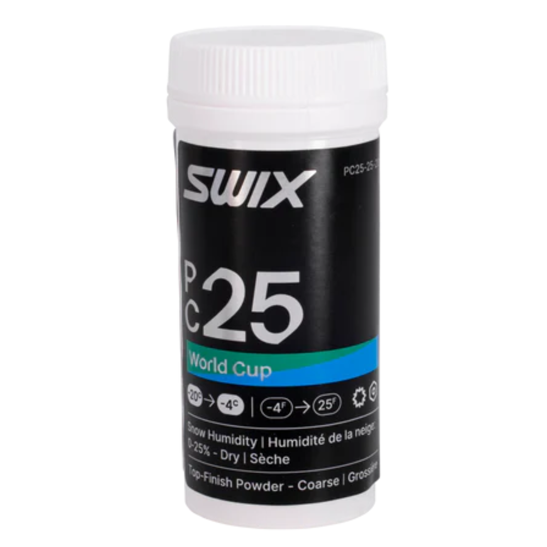 A product picture of the Swix PF25 WC Fine Dry Powder Glide Wax  | 25g
