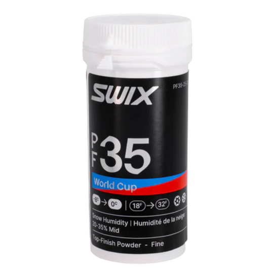 A product picture of the Swix PF35 WC Fine Mid Powder Glide Wax  | 25g
