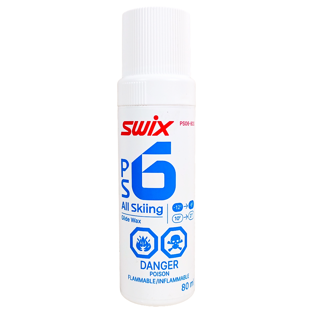 A product picture of the Swix PS6 Blue Liquid Glide Wax (-6C/-12C) | 80ml