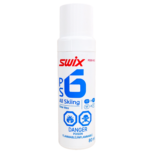 A product picture of the Swix PS6 Blue Liquid Glide Wax (-6C/-12C) | 80ml