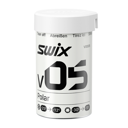 A product picture of the Swix V05 Polar Kick Wax (-15C/-30C) | 45g