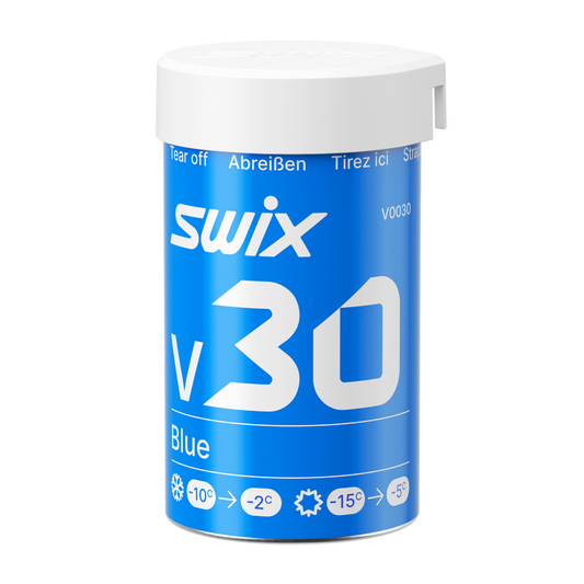 A product picture of the Swix V30 Blue Kick Wax (-5C/-15C) | 45g