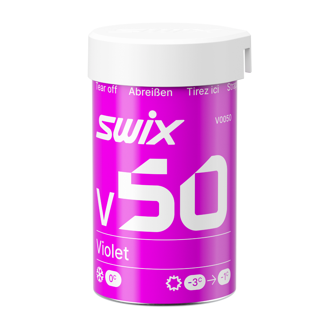 A product picture of the Swix V50 Violet Kick Wax (-1C/-3C) | 45g