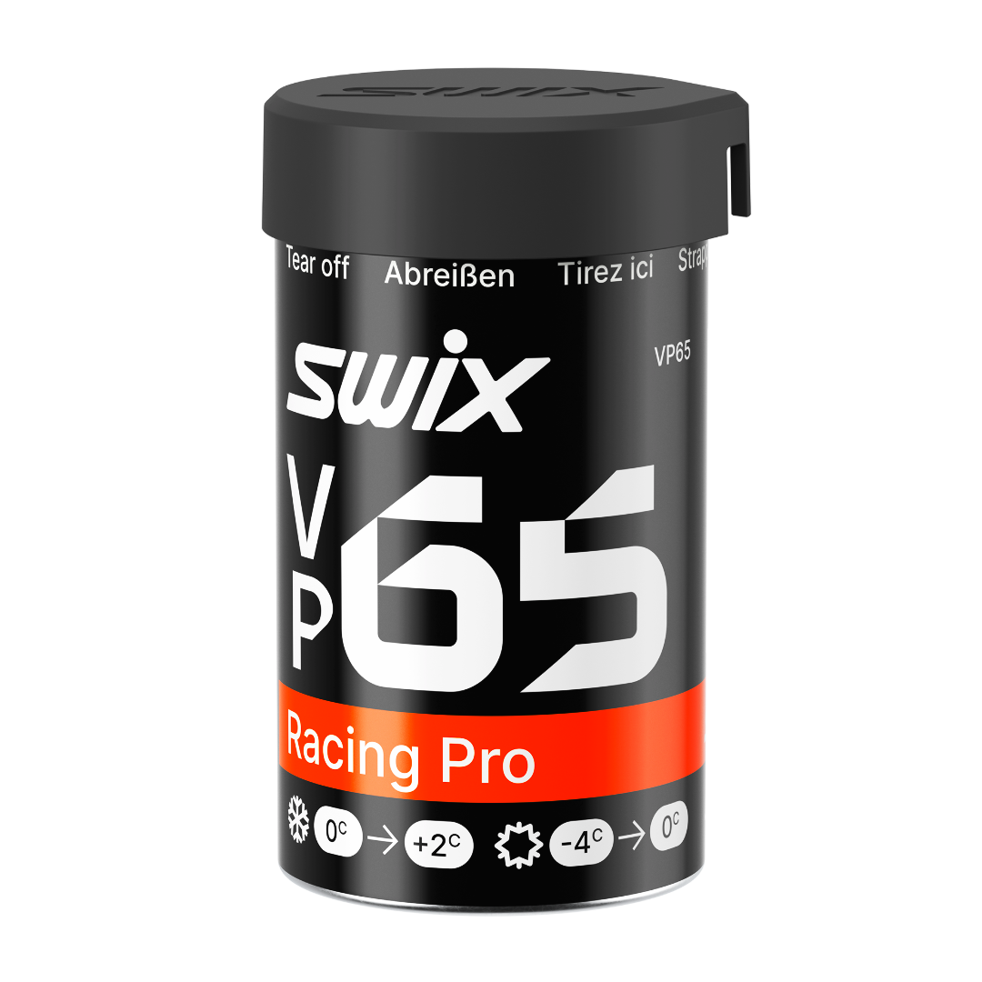 A product picture of the Swix VP65 Red-Black Kick Wax (0C/-4C) | 45g