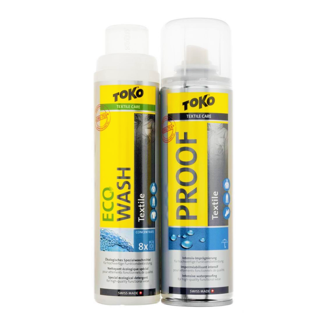 A product picture of the Toko Duo-Pack Textile Proof & Eco Textile Wash
