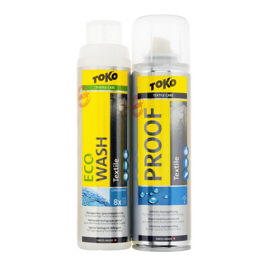 A product picture of the Toko Duo-Pack Textile Proof & Eco Textile Wash